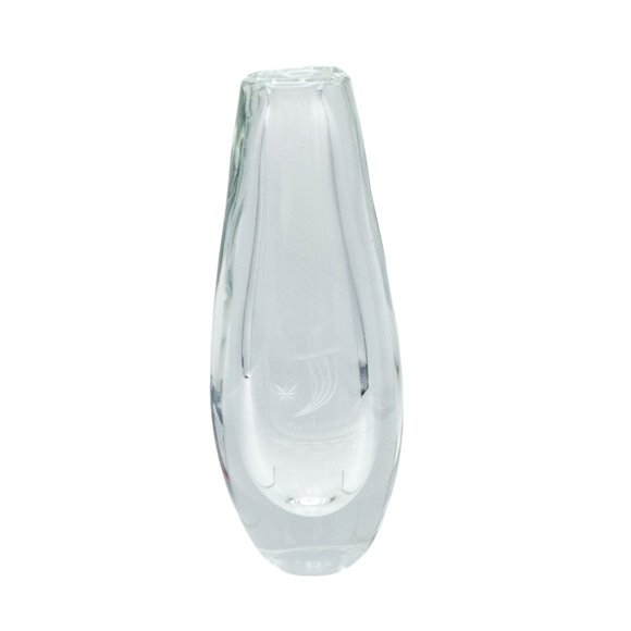 Mid-Century Scandinavian Art Glass Vase with Etched Ship - Picture 1 of 9